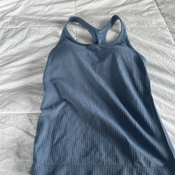 Blue Ribbed Racerback Tank Top – Size S, Athletic Workout Camisole - Picture 2 of 8